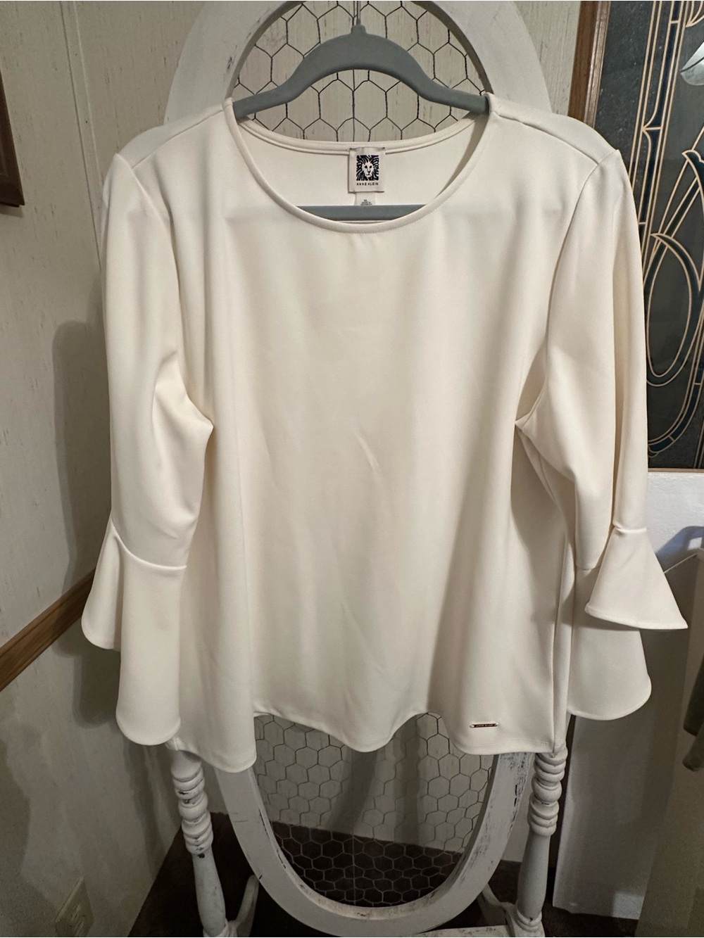Anne Klein Cream Ruffle Sleeve Blouse